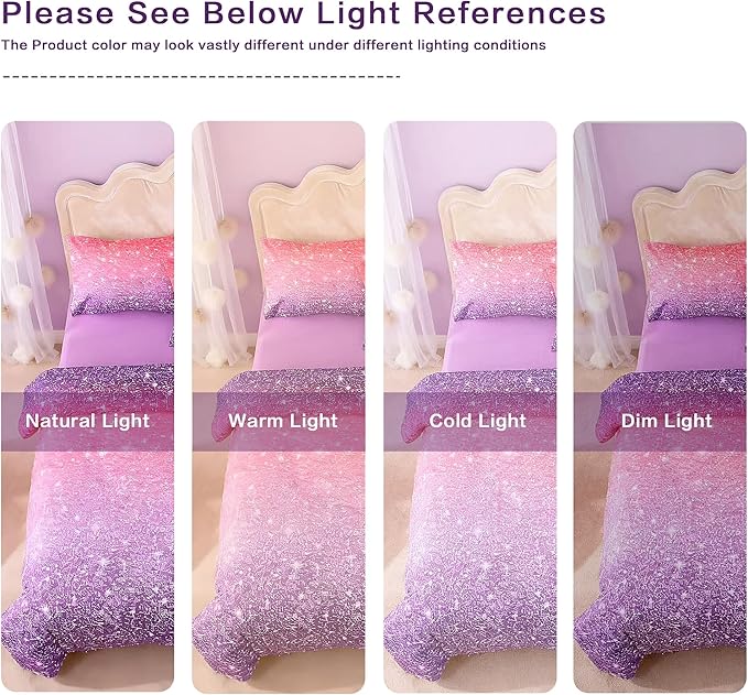 Twin Comforter Set for Girls, Kids - 5 Pieces Purple Galaxy Patterns Twin Bedding Sets for Girls Boys Teen, Soft Cozy Bed in A Bag with Sheets