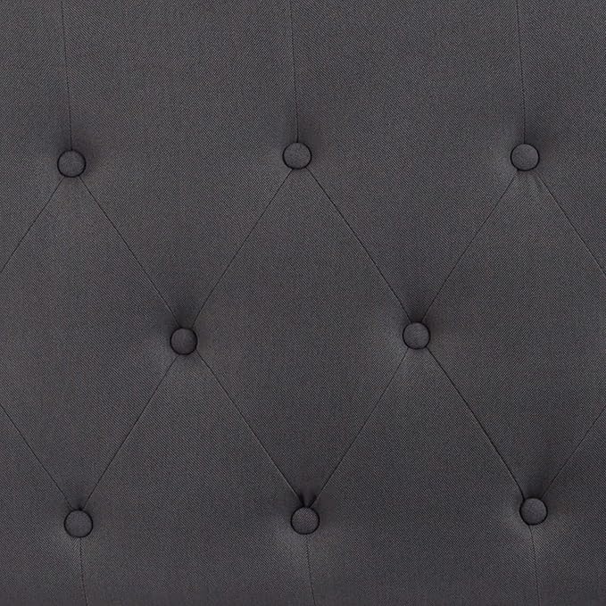 EMMA + OLIVER Arched Button Tufted Queen Size Headboard in Dark Gray Fabric