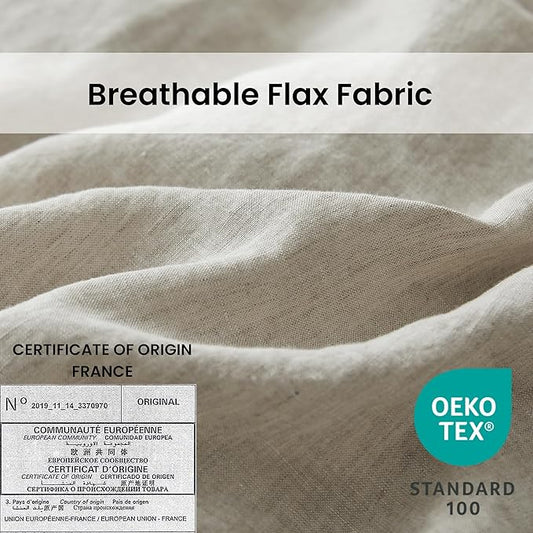 Simple&Opulence 100% Linen Duvet Cover Set with Crossed Embroidery Washed - 3 Pieces (1 Duvet Cover with 2 Pillow Shams) Soft Breathable Farmhouse - Linen, Queen Size