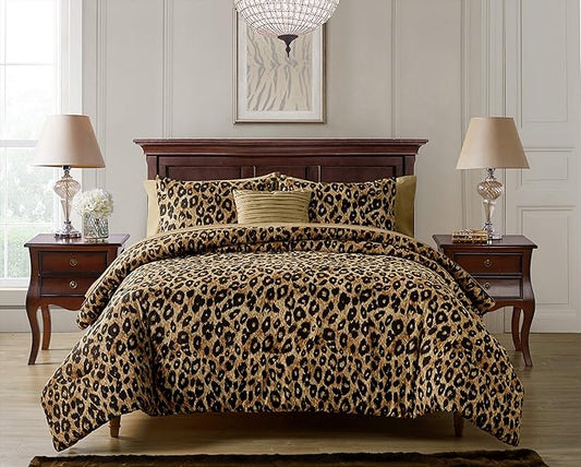 VCNY Home Bed in a Bag 6-Piece Bedding Set - Twin XL Size | Cheetah Print Shams, Decorative Pillows & Pillowcases | Elevate Your Home Decor | Luxurious, Soft & Cozy | No-WrinkleMicrofiber Polyester