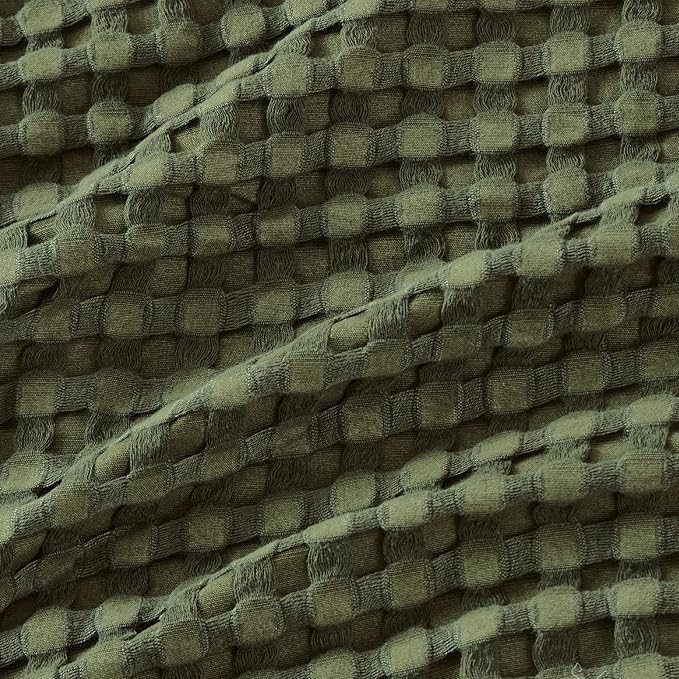Bedsure Cooling Cotton Waffle Full Size Blanket - Lightweight Breathable Blanket of Rayon Derived from Bamboo for Hot Sleepers, Luxury Throws for Bed, Couch and Sofa, Olive Green, 80x90 Inches