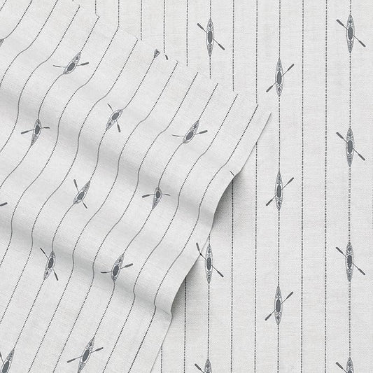 Eddie Bauer - Twin Sheets, Cotton Percale Bedding Set, Crisp & Cool Home Decor, Dorm Room Essentials (Downstream, Twin)