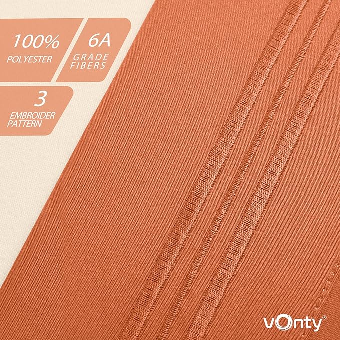 Vonty 2 Pack Queen Pillow Cases - 20x30 Inch, 1800 Thread Count Microfiber Pillowcases Queen Size Pimpkin Orange Pillow Cases Luxury & Soft Embroidered Bed Pillow Covers with Envelope Closure