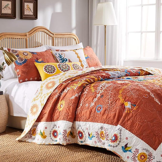 Greenland Home Barefoot Bungalow Topanga Quilt Set, 3-Piece Full/Queen, Multi