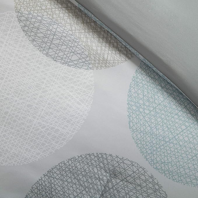 Madison Park Essentials Bed in a Bag Comforter, Vibrant Color Design All Season Down Alternative Cover with Complete Cotton Sheet Set, Cal King(104"x92"), Knowles, Circular Aqua, 9 Piece