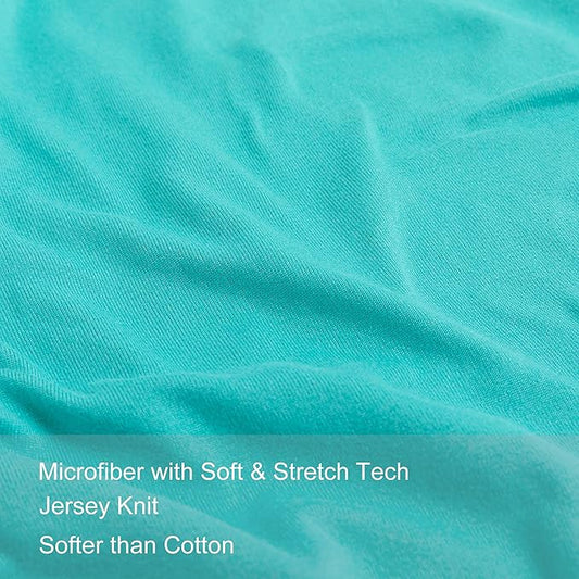 2-Pack Stretch Pillow Cases - Jersey Knit & Envelope Closure Pillowcases with Ultra Soft T-Shirt Like Polyester Blend - Suitable for Queen or Standard Size Set of 2, Aqua