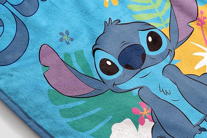 Jay Franco Kids Plush Throw Blanket – Soft & Cozy Fleece Throw for Bedroom & Couch Décor, Official Licensed Product, Blue - Stitch, 46x60 - Throw Blanket