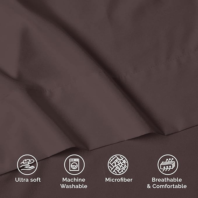 Luxury Flat Sheet on Amazon Elegant Comfort Wrinkle-Free 1500 Premier Hotel Quality 1-Piece Flat Sheet, Queen Size, Chocolate Brown