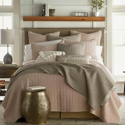Levtex Home - Mills Waffle - Twin Quilt Set - Taupe Cotton Waffle - Quilt Size (68 x 86in.), Sham Size (26 x 20in.)