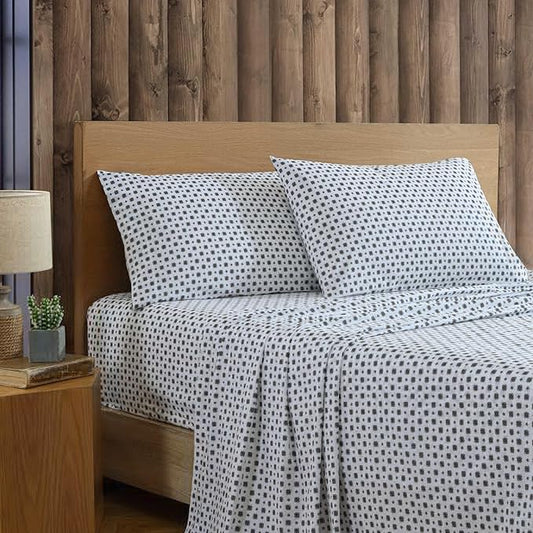 Eddie Bauer - Twin Sheet Set, Premium Cotton Percale Bedding Set, Super Soft Home Decor, Oeko-Tex Certified (Fairisle Sprinkle Black, Twin)
