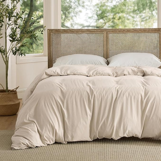 Bedsure Oat Milk Duvet Cover King Size Only - Prewashed Cotton-Like Polyester Extra Soft All Season Bedding, Includes 1 Duvet Cover 104x90 Inches with Zipper Closure, Comforter Not Included