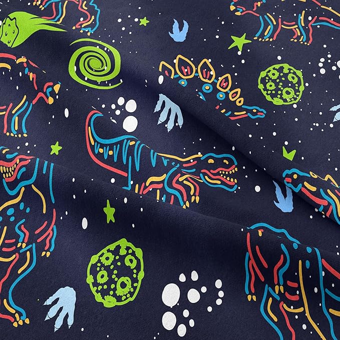 NINENINE Dinosaur Bedding Sets for Boys Kids,Dark Blue Retro Dinosaur Comforter Set,Queen Size Comforter Sets for Kids,with 1 Comforter 2 Pillowcases