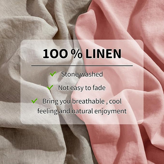 LBRO2M 100% Pure Linen Sheet Set Deep Pocket Up to 16" Bed Sheets Sets, Natural Flax Beddings Soft, Breathable, Comfortable for All Seasons 6 Pcs Sheet Set King Size, Blush Pink
