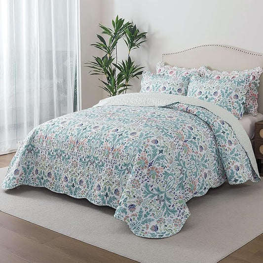 HoneiLife Quilt Sets King Size - Microfiber Bedspreads for King Bed, 3-Piece Lightweight Coverlets, Rustic Bed Cover King Quilt Bedding Sets All Season Quilts