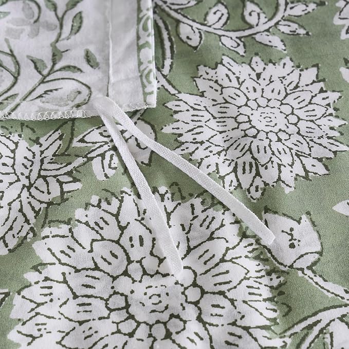 Levtex Home Adare Sage Reversible Twin Duvet Cover Set (68x88in) with 1 Pillow Sham (26x20in) - Floral Bedding - Sage and White - 100% Cotton Twin Size Duvet Cover Set - Soft, Pre-Washed