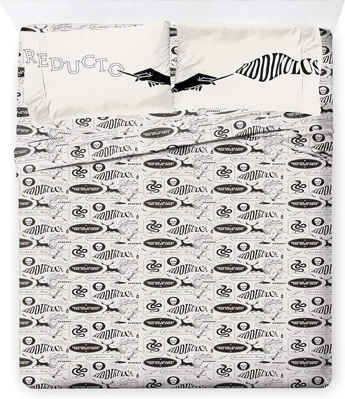 Jay Franco Kids Comforter Set Includes Sheets and Pillow Covers - Soft and Cozy Bed Set for Stylish Room Decor, Blue - Harry Potter, 7 Piece Queen Size Bedding