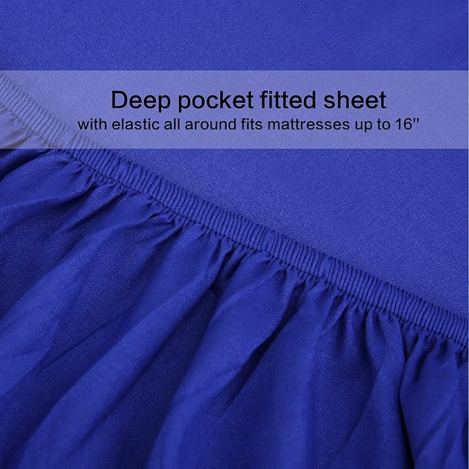 Best Season 3 Piece Bed Sheet Set (Twin,Royal Blue) 1 Flat Sheet,1 Fitted Sheet and 1 Pillow Cases,Super Soft Brushed Microfiber 1800 Luxury Bedding,Deep Pockets &Wrinkle,Fade Resistant
