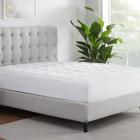 Serta ComfortSure Twin Mattress Cover, Fitted Pillow Top Mattress Pad, Super Soft and Breathable Quilted Cotton Protector with 18" Elastic Deep Pockets for Secure Fit, White