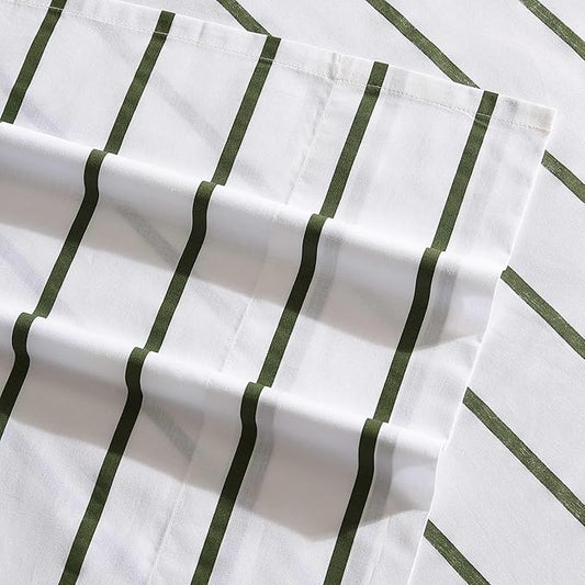 Nautica - Full Sheets, Premium Cotton Percale Bedding Set, Striped Home Decor, Oeko-Tex Certified (Brenton Stripe Ivory, Full)