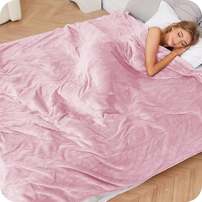 Electric Heated Blanket Full Size 72"×84", Breathable & Luxurious Flannel,Soft Warm Gift with Over-Heat Protection,4 Heating Levels & 10 H Auto Shut Off, Machine Washable, Light Pink