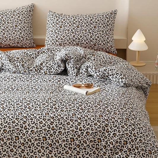 Houseri Leopard Comforter Set Full Black Cheetah Print Bedding Sets Quilt Stylish and Bold Animal Print Bed Blanket Full Size