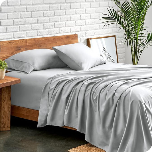 Bare Home Queen Sheet Set - 1800 Ultra-Soft Microfiber Queen Bed Sheets - Double Brushed - Deep Pockets - Easy Fit - 4 Piece Set - Bedding Sheets & Pillowcases (Queen, French Grey)