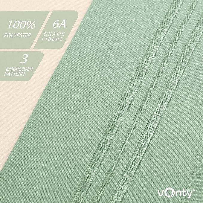 Vonty 2 Pack Queen Pillow Cases - 20x30 Inch, 1800 Thread Count Microfiber Pillowcases Queen Size Sage Green Pillow Cases Luxury & Soft Embroidered Bed Pillow Covers with Envelope Closure