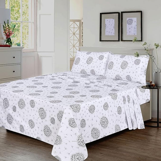 RUVANTI 100% Cotton Sheets – Twin XL Size Percale Bedding, Cooling & Breathable Floral Design, Durable with a Crisp, Soft & Comfortable Feel, 16" Deep Pocket, 3-Piece Set, Dandelion