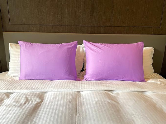 iMaylex Soft 100% Egyptian Cotton Zipper Closure Pillowcases, Cozy and Lightweight Pillow Case, Set of 2, Light Purple, Queen, 20" x 30"