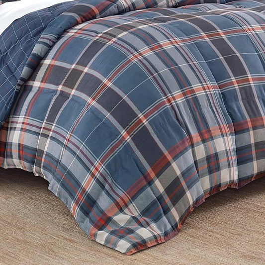 Eddie Bauer - King Comforter Set, Reversible Down Alt Bedding with Matching Shams, Home Decor for Colder Months (Shasta Lake Navy, King)