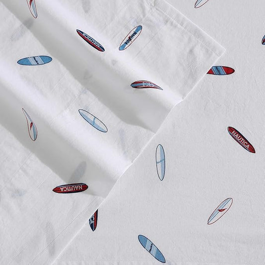 Nautica - Twin XL Sheets, Cotton Percale Bedding Set, Fully Elasticized, Ideal Dorm Essentials (High Surf Navy, Twin XL)