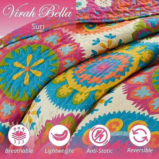 Virah Bella Duke Imports 3-Piece Suri Quilt Set, Multi, King