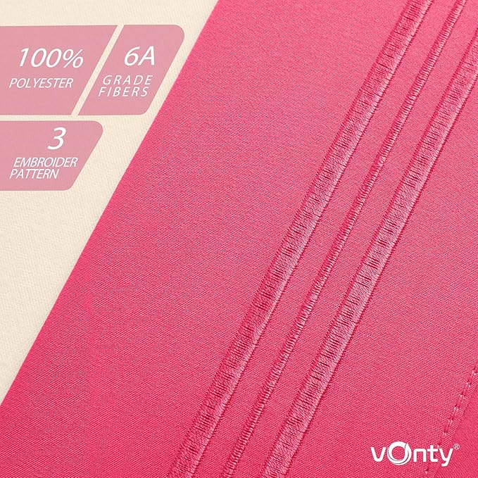 Vonty 2 Pack Queen Pillow Cases - 20x30 Inch, 1800 Thread Count Microfiber Pillowcases Queen Size Hot Pink Luxury & Soft Embroidered Bed Pillow Covers with Envelope Closure