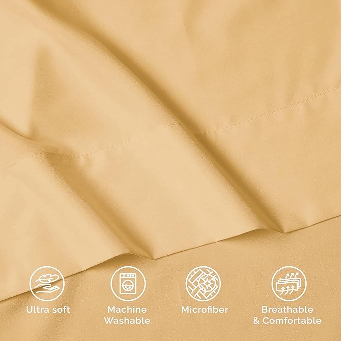Luxury Flat Sheet on Amazon Elegant Comfort Wrinkle-Free 1500 Premier Hotel Quality 1-Piece Flat Sheet, California King Size, Gold