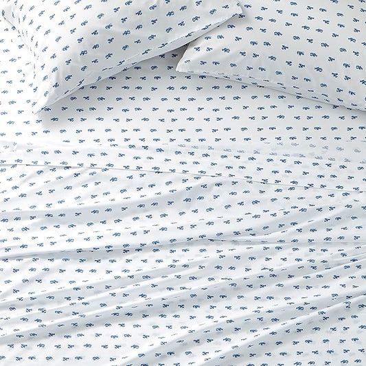 Nautica - Queen Sheets, Cotton Percale Bedding Set, Crisp & Cool, Coastal Home Decor (Cloyster Blue, Queen)