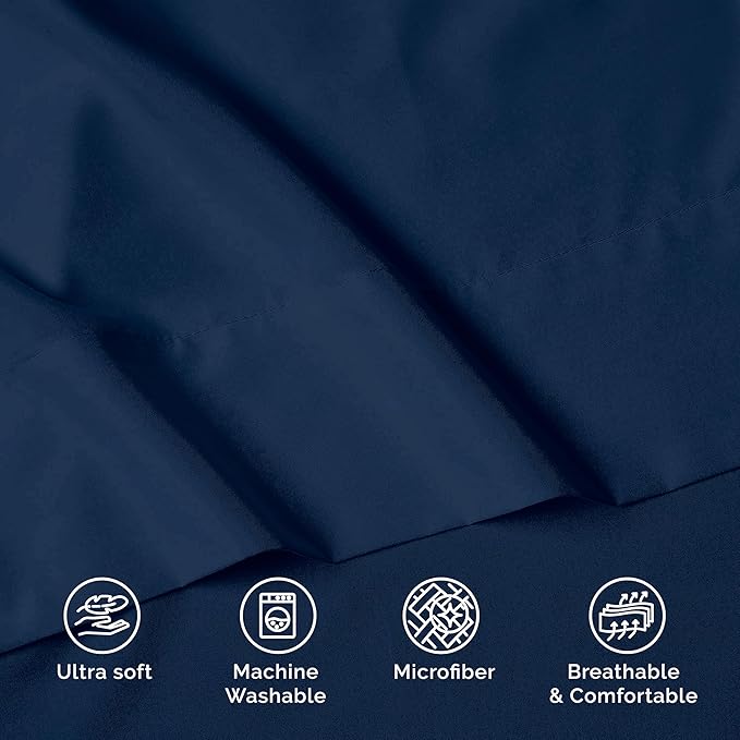 Luxury Flat Sheet on Amazon Elegant Comfort Wrinkle-Free 1500 Premier Hotel Quality 1-Piece Flat Sheet, Twin/Twin XL Size, Navy Blue