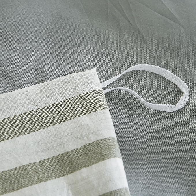 EAVD Grey Striped Duvet Cover Twin Soft Washed Cotton White Grey Striped Bedding Set with 2 Pillowcases Modern Farmhouse Geometric Duvet Cover with Zipper Closure