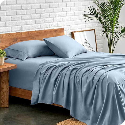 Bare Home Full Sheet Set - 1800 Ultra-Soft Microfiber Full Bed Sheets - Double Brushed - Deep Pockets - Easy Fit - 4 Piece Set - Bedding Sheets & Pillowcases (Full, Dusty Blue)