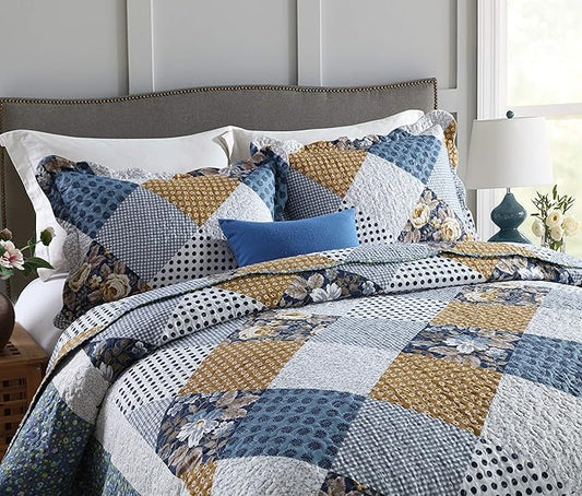 Travan 3-Piece Queen Quilt Sets with Shams Oversized Bedding Bedspread Reversible Soft Coverlet Set, Queen Size