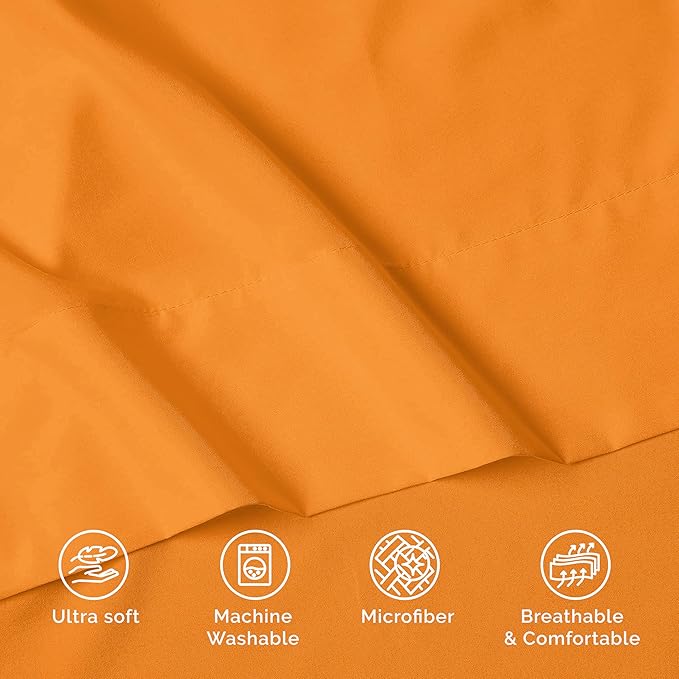 Luxury Flat Sheet on Amazon Elegant Comfort Wrinkle-Free 1500 Premier Hotel Quality 1-Piece Flat Sheet, Full Size, Vibrant Orange