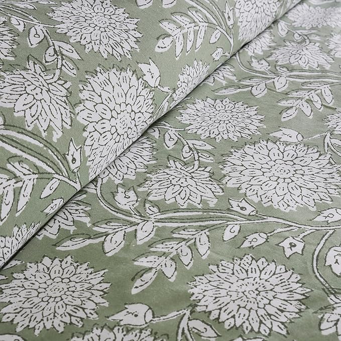 Levtex Home Adare Sage Reversible Full/Queen Comforter Set (90x94in) with 2 Pillow Shams (26x20in) - Floral Bedding - Sage and White - 100% Cotton Full/Queen Size Comforter Set - Soft, Pre-Washed