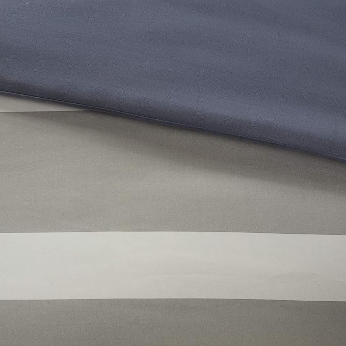 Intelligent Design Marsden Comforter Stripes Design Embroidered Toss Pillow Casual All Season Bedding Matching Sham and Complete Sheet Set, Twin, Blue/Grey 6 Piece