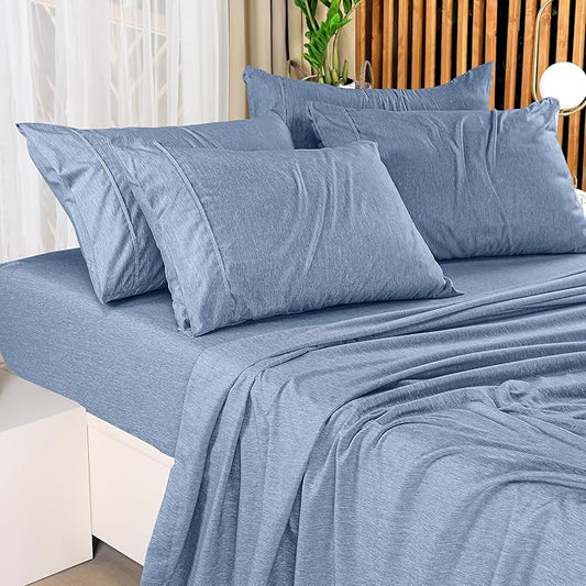 Utopia Bedding California King Size Sheet Set โ 4 Piece Bed Sheets, Soft and Breathable Microfiber, Includes 1 Fitted Sheet, 1 Flat Sheet and 2 Pillowcases โ Oeko Tex (Heather Navy)