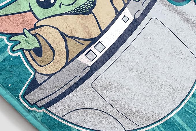 Jay Franco Kids Plush Throw Blanket – Soft & Cozy Fleece Throw for Bedroom & Couch Décor, Official Licensed Product, Teal - Mandalorian, 40x50 - Travel Blanket
