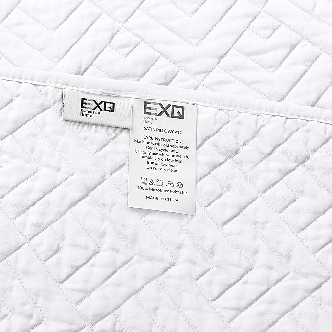 EXQ Home Quilt Set Full/Queen Size White 3 Piece,Lightweight Soft Coverlet Squares Pattern Bedspread Set for All Seasons(1 Quilt,2 Pillow Shams)