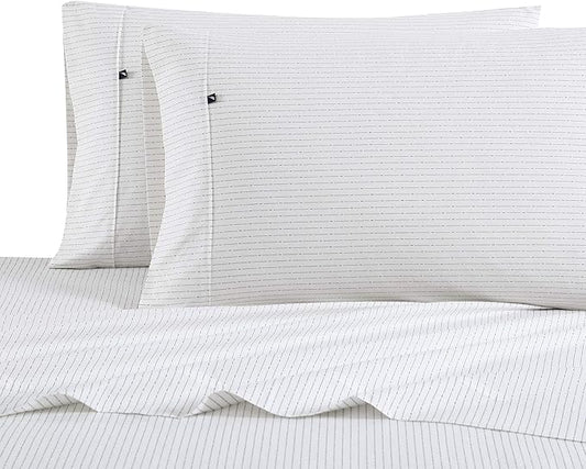 Nautica - Queen Sheets, Cotton Percale Bedding Set, Casual Home Decor (Buoy Line Grey, Queen)