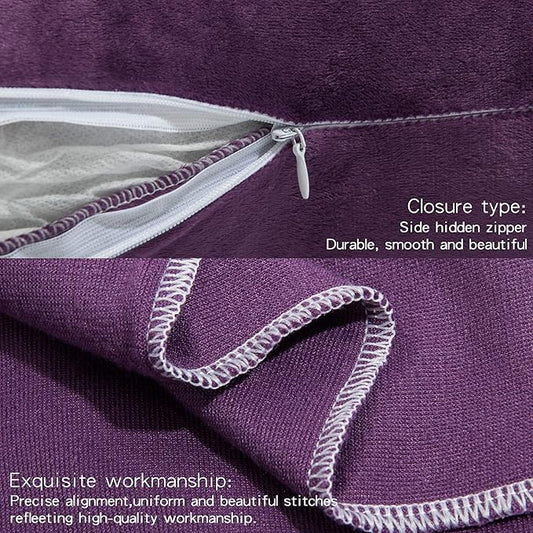 NTBAY 2 Pack Zippered Velvet King Pillowcases, Super Soft and Cozy Luxury Fuzzy Flannel Pillow Cases with Zipper, 20x36 Inches, Purple