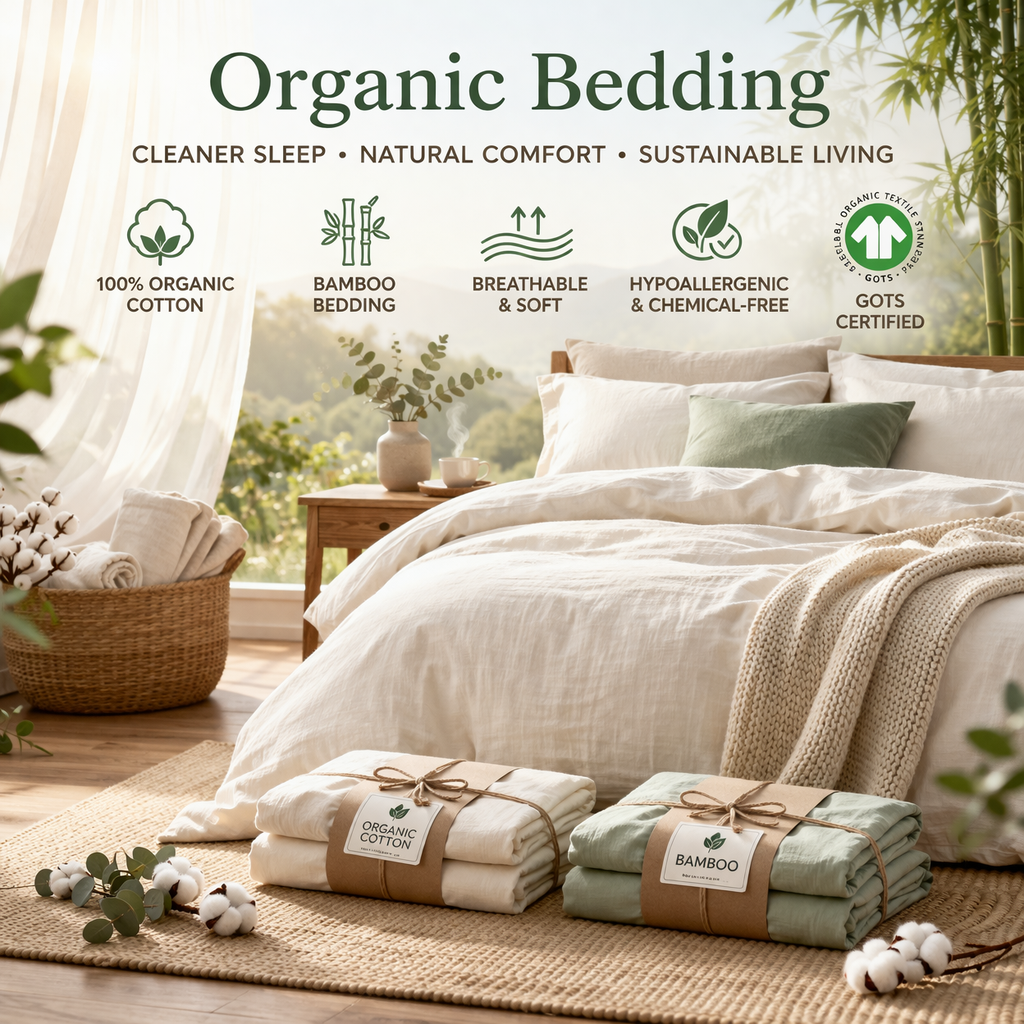 organic bedding set natural cotton breathable eco friendly bedroom modern american home