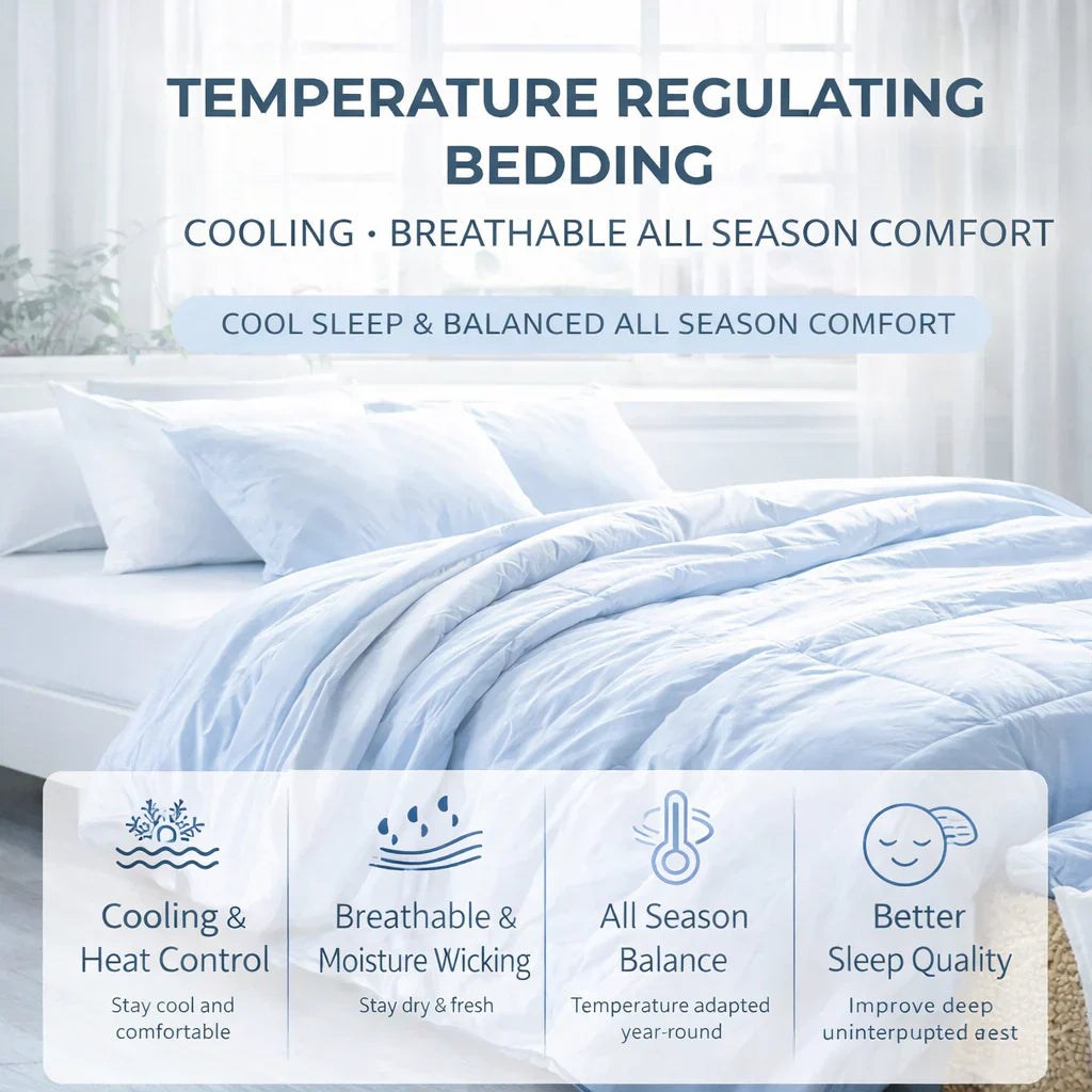 cooling bedding set breathable comfort modern bedroom lightweight comforter hot sleeper solution