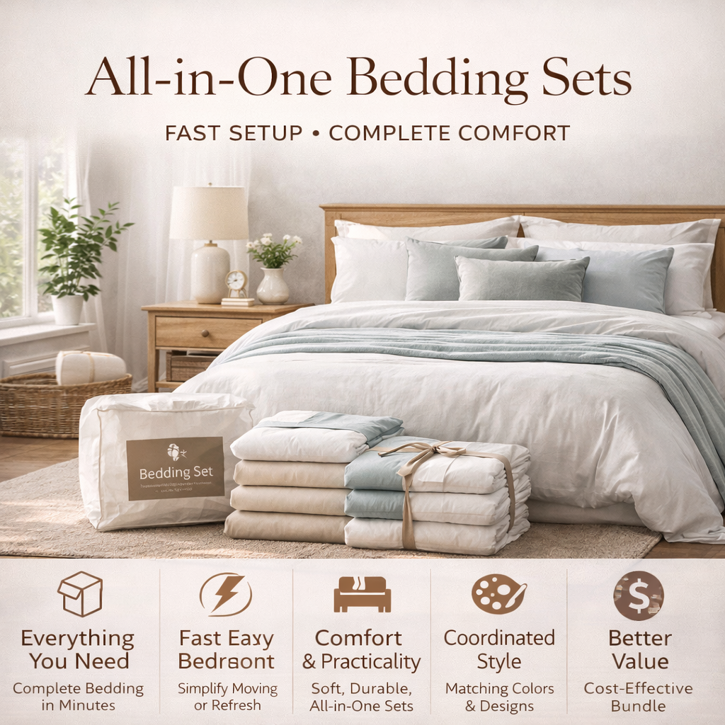 bed in a bag complete bedding set comforter sheets pillowcases modern bedroom setup